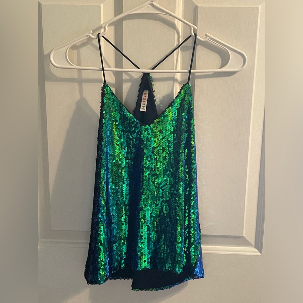 Sequin Cross-back Top